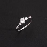 Латунное кольцо с стразами, Латунь, плакирован серебром, Женский & со стразами, серебряный, 17mm, продается PC