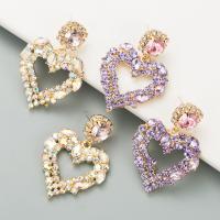 Zinc Alloy Rhinestone Drop Earring, Heart, fashion jewelry & for woman & with rhinestone 