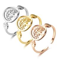 Titanium Steel Finger Ring, Vacuum Ion Plating, fashion jewelry & tree of life design & Unisex 