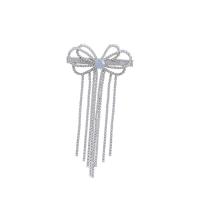 Alligator Hair Clip, Zinc Alloy, Bowknot, silver color plated, fashion jewelry & for woman & with rhinestone, silver color 