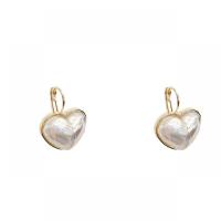 Zinc Alloy Leverback Earring, with Plastic Pearl, Heart, high quality gold color plated, fashion jewelry & for woman 