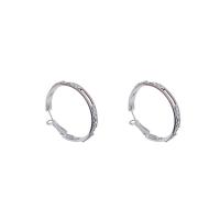 Brass Hoop Earring, Donut, platinum color plated, fashion jewelry & micro pave cubic zirconia & for woman, platinum color 