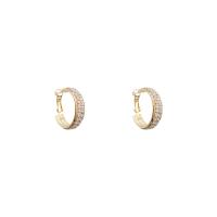 Zinc Alloy Huggie Hoop Earring, Donut, high quality gold color plated, fashion jewelry & for woman & with rhinestone, golden 