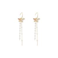 Fashion Fringe Earrings, Zinc Alloy, Butterfly, high quality gold color plated, fashion jewelry & for woman & with rhinestone, golden 