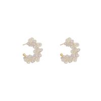 Acrylic Stud Earring, Zinc Alloy, with Acrylic, Letter C, high quality gold color plated, fashion jewelry & for woman, clear 