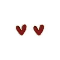 Enamel Zinc Alloy Stud Earring, Heart, high quality gold color plated, fashion jewelry & for woman, red 