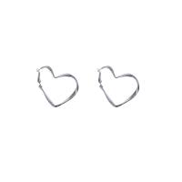 Zinc Alloy Hoop Earring, Heart, high quality silver color plated, fashion jewelry & for woman & hollow, silver color 