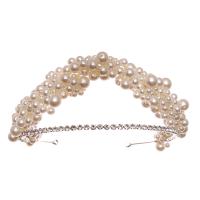 Bridal Tiaras, Zinc Alloy, plated, for bridal & with plastic pearl & with cubic zirconia, original color 