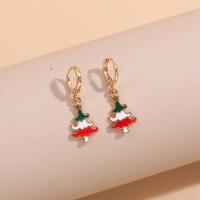 Christmas Earrings, Zinc Alloy, Cartoon, plated, Christmas jewelry & for woman & enamel 