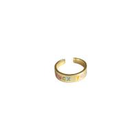 Латунь Манжеты палец кольцо, плакирован золотом, Регулируемый & Женский & эмаль, золотой, продается PC