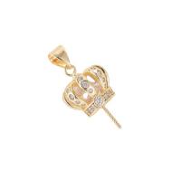 Brass Jewelry Bails, gold color plated & micro pave cubic zirconia, gold 