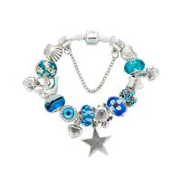 Europa gemischt Kristall Armbänder, Lampwork, mit Zinklegierung, platiniert, verschiedene Größen vorhanden & für Frau, blau, verkauft von PC