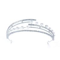 Bridal Tiaras, Zinc Alloy, Crown, plated, for bridal & with plastic pearl & with rhinestone 