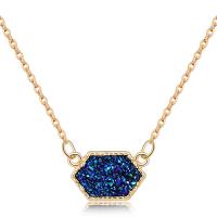 Crystal Zinc Alloy Necklace, with turquoise & Crystal, Hexagon, plated, fashion jewelry & Unisex Approx 17.7 Inch 