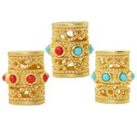 Zinc Alloy Spacer Beads, with turquoise, Column, gold color plated, DIY & hollow Approx 2mm 