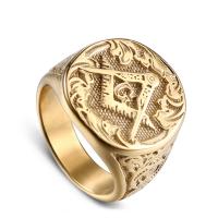 304 Stainless Steel Finger Ring, gold color plated & for man 