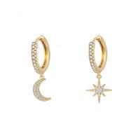 Asymmetric Earrings, Brass, plated, micro pave cubic zirconia & for woman 