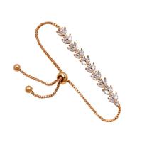 Cubic Zirconia Micro Pave Brass Bracelet, plated, Adjustable & micro pave cubic zirconia & for woman Approx 10.23 Inch 