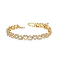 Cubic Zirconia Micro Pave Brass Bracelet, with 2 inch extender chain, Heart, plated, micro pave cubic zirconia & for woman & hollow Approx 6.69 Inch 