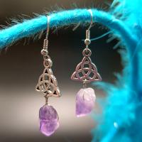 Amethyst Drop Earring, with Aluminum Alloy, fashion jewelry & for woman, 50mm 