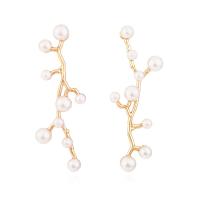 Plastic Pearl Zinc Alloy Earring, with Plastic Pearl, Branch, fashion jewelry & for woman, golden 