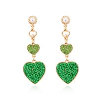 Glass Seed Beads Earring, Zinc Alloy, with Seedbead, Heart, fashion jewelry & for woman & with rhinestone 