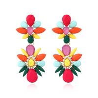 Zinc Alloy Rhinestone Drop Earring, with Resin, fashion jewelry & for woman & with rhinestone, multi-colored 