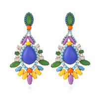 Resin Zinc Alloy Earring, with Resin, fashion jewelry & for woman & with rhinestone 
