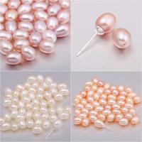 Half Drilled Cultured Freshwater Pearl Beads, Teardrop, Natural & DIY & half-drilled 6-7mm 