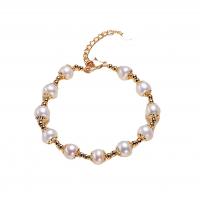 Cultured Freshwater Pearl Brass Bracelet, with Brass, with 4cm extender chain, 14K gold plated, Natural & fashion jewelry & for woman, two different colored, 7-7.5mm cm 