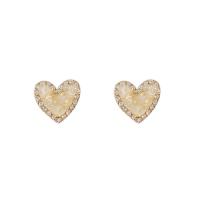 Zinc Alloy Rhinestone Stud Earring, Heart, high quality plated, fashion jewelry & for woman & with rhinestone, Crystal Gold 