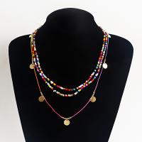 Fashion Multi Layer Necklace, Zinc Alloy, with Seedbead, with 5cm extender chain, gold color plated, three layers & fashion jewelry & for woman cm 