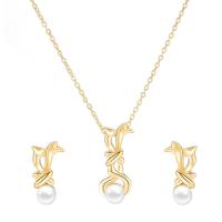 Fashion Zinc Alloy Jewelry Sets, earring & necklace, with Plastic Pearl, with 3-6 extender chain, fashion jewelry  & for woman .5 cm 