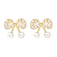Plastic Pearl Zinc Alloy Earring, with Plastic Pearl, Butterfly, fashion jewelry & for woman 
