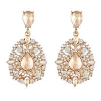 Zinc Alloy Rhinestone Drop Earring, with Crystal, gold color plated, fashion jewelry & high quality plated & for woman & with rhinestone 