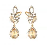 Zinc Alloy Rhinestone Drop Earring, with Rhinestone, Teardrop, gold color plated, fashion jewelry & high quality plated & for woman & with rhinestone & hollow 60mm 