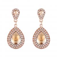 Zinc Alloy Rhinestone Drop Earring, with Rhinestone, Teardrop, gold color plated, fashion jewelry & high quality plated & for woman & with rhinestone 55mm 