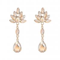 Zinc Alloy Rhinestone Drop Earring, with Crystal, Teardrop, gold color plated, fashion jewelry & high quality plated & for woman & with rhinestone 67mm 