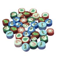 Polymer Clay Jewelry Beads, Flat Round, stoving varnish, DIY, mixed colors, 10mm, Approx 