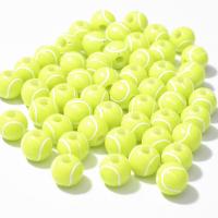 Perle acrylique, Balle de tennis, vernis au four, DIY, vert fluorescent, 12mm, Environ Vendu par sac