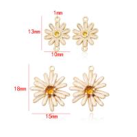 Enamel Brass Connector, Daisy, 14K gold plated, DIY & micro pave cubic zirconia & 1/1 loop 