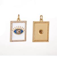 Cubic Zirconia Micro Pave Brass Pendant, Rectangle, 14K gold plated, micro pave cubic zirconia & for woman & enamel 
