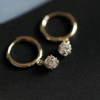 Huggie Hoop Drop Earring, laiton, Placage de couleur d'or, pavé de micro zircon & pour femme, doré, 20mm, Vendu par paire