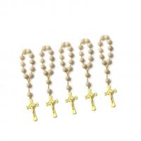 Acrylic Pray Beads Bracelet, with Zinc Alloy, Cross, gold color plated, Unisex, 90mm 