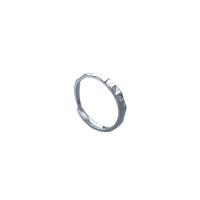 Anillo de dedo de latón, metal, chapado en color de plata, Ajustable & para mujer, plateado, 3mm, tamaño:13, Vendido por UD