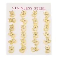 Stainless Steel Stud Earring, 304 Stainless Steel, Cat, Vacuum Ion Plating, fashion jewelry & for woman, golden 