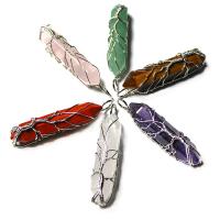 Gemstone Brass Pendants, with Gemstone, silver color plated & Unisex 