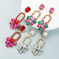 Zinc Alloy Rhinestone Drop Earring, gold color plated, fashion jewelry & for woman & with rhinestone 