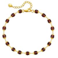 Fashion Jewelry Anklet, Brass, with Crystal, with 2.36inch extender chain, 18K gold plated, for woman, golden Approx 8.26 Inch 