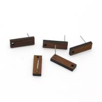 Wood Earring Drop Component, with Zinc Alloy, Rectangle, DIY 